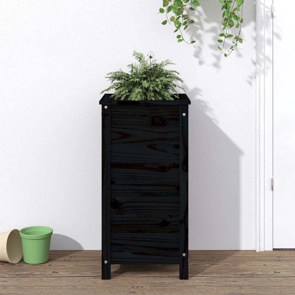 Vidaxx jardinière 40x40x78 cm bois de pin massif noir