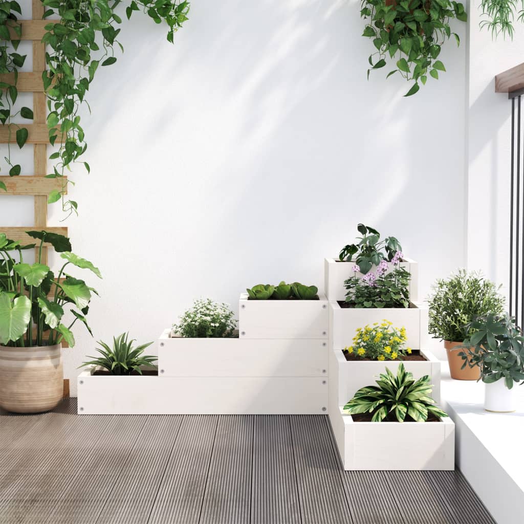 VidaXL Jardinière 4 couches 80,5x79x36 cm bois de pin massif blanc