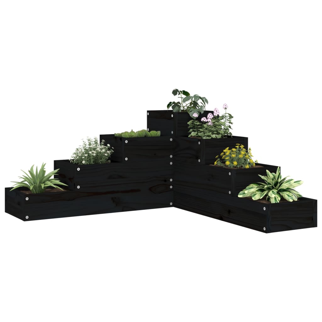 VidaXL Jardinière 4 niveaux 80,5x79x36 cm bois de pin massif noir