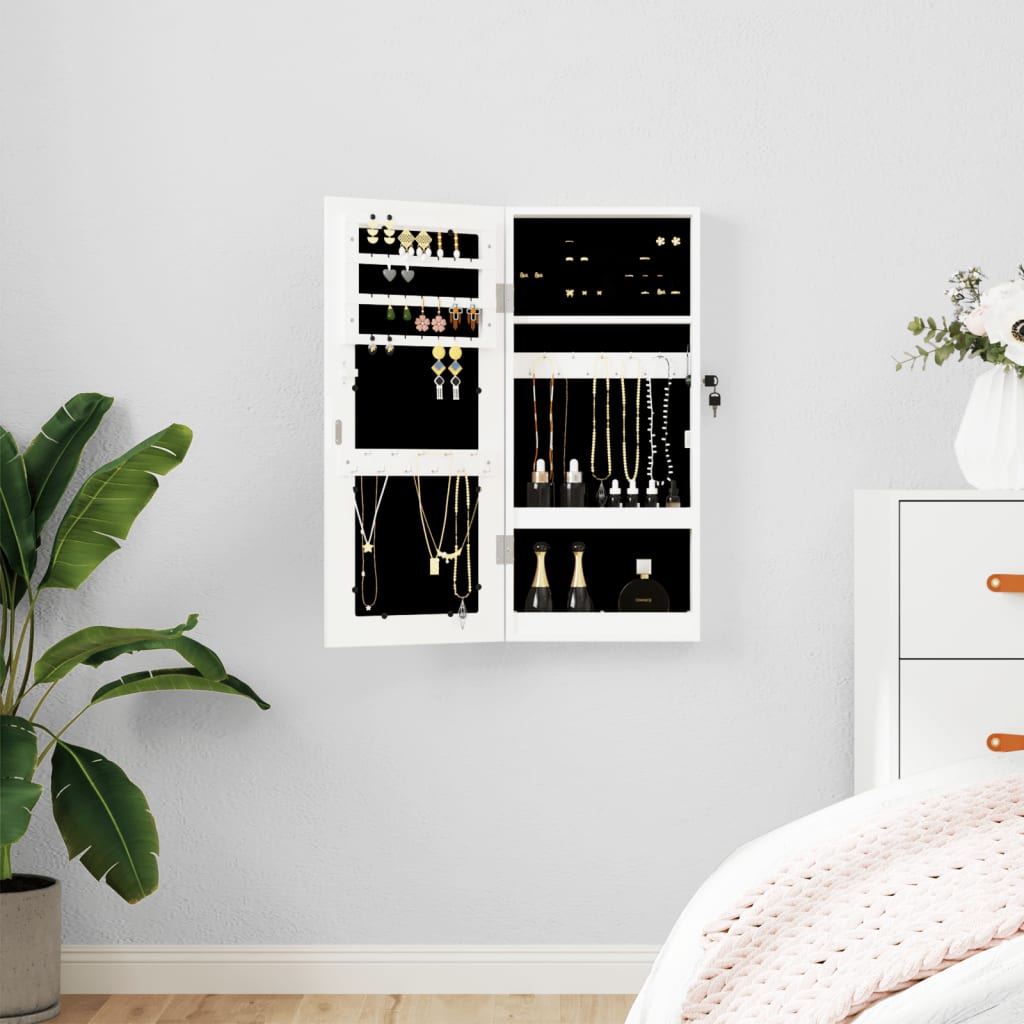 Vidaxx armoire à bijoux avec miroir mural 30x8,5x67 cm blanc