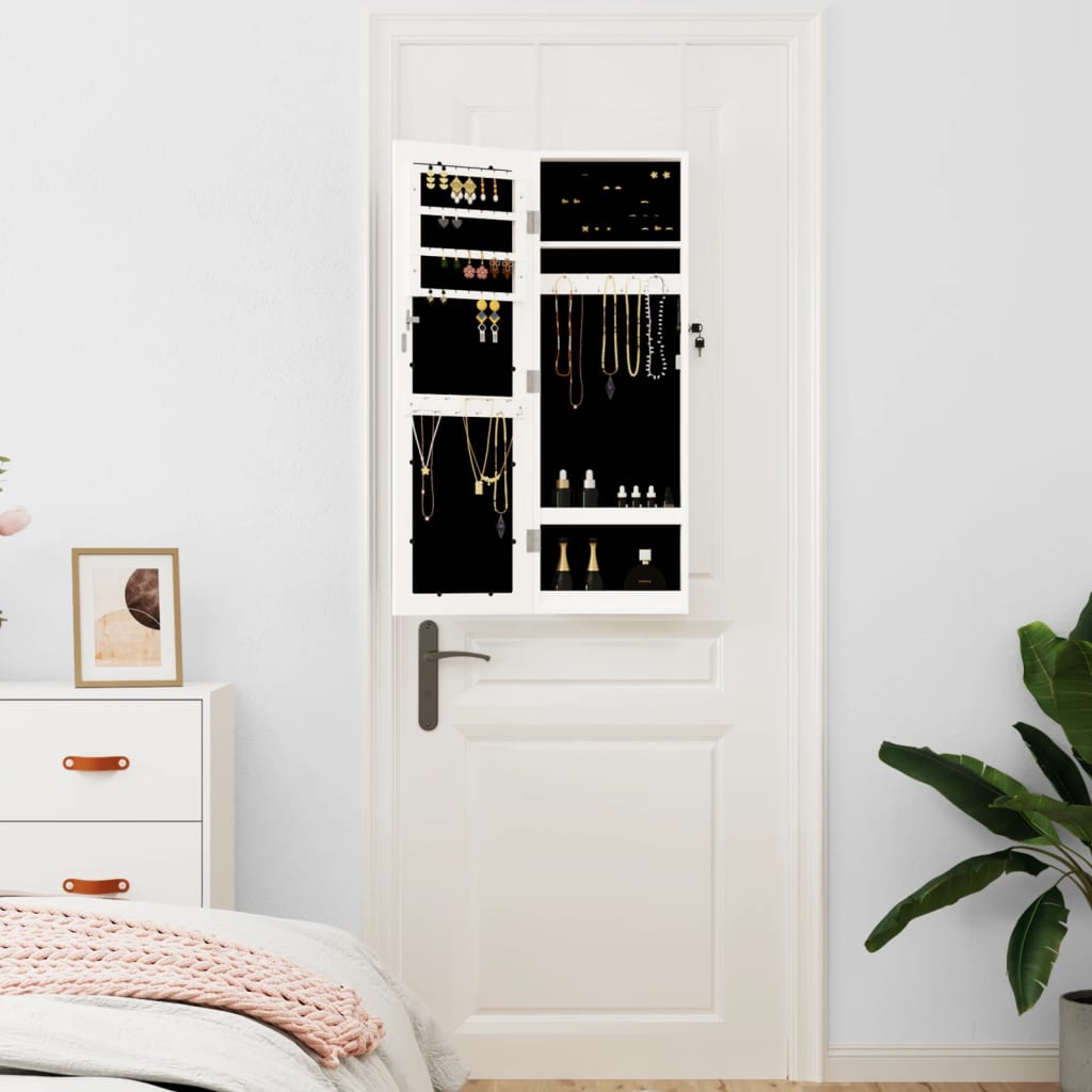 Vidaxx armoire à bijoux avec miroir mural 30x8,5x90 cm blanc