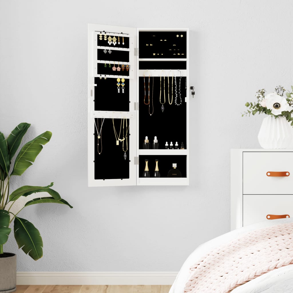 Vidaxx armoire à bijoux avec miroir mural 30x8,5x90 cm blanc