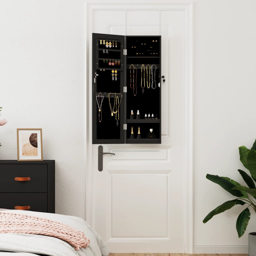 Vidaxx armoire à bijoux avec miroir mural 30x8,5x90 cm noir