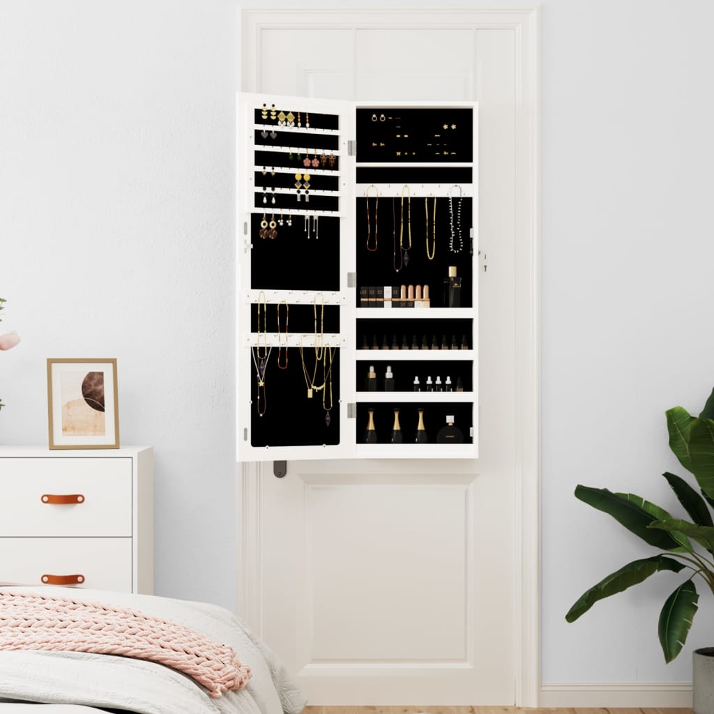 Vidaxx armoire à bijoux avec miroir mural 37,5x10x106 cm blanc