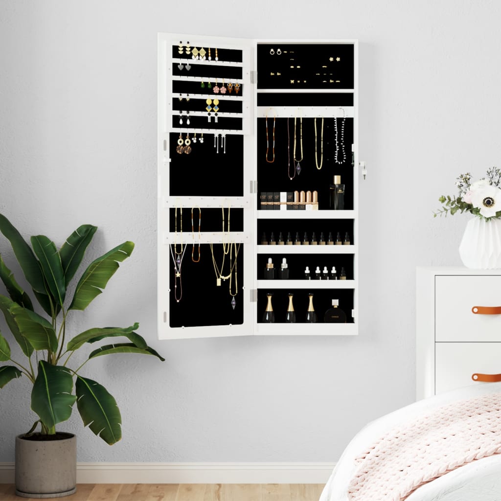 Vidaxx armoire à bijoux avec miroir mural 37,5x10x106 cm blanc