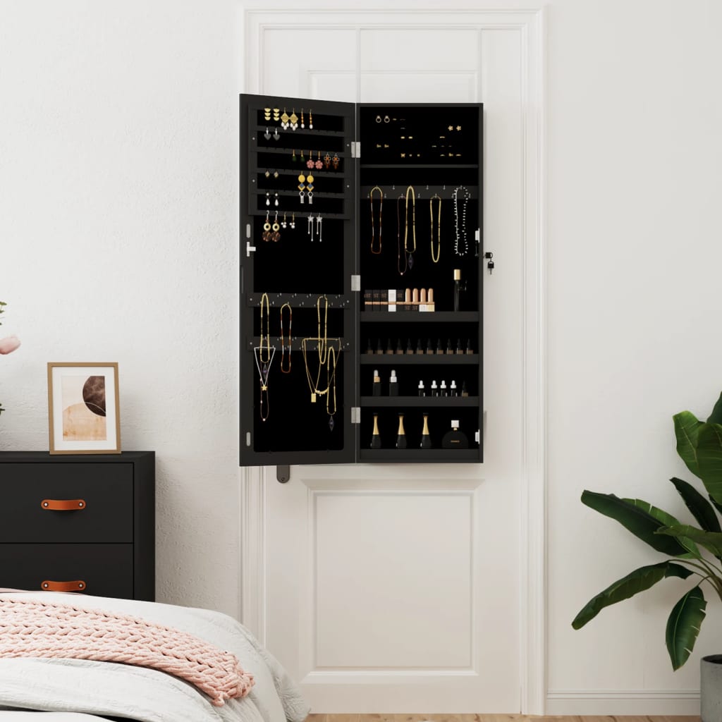 Vidaxx armoire à bijoux avec miroir mural 37,5x10x106 cm noir