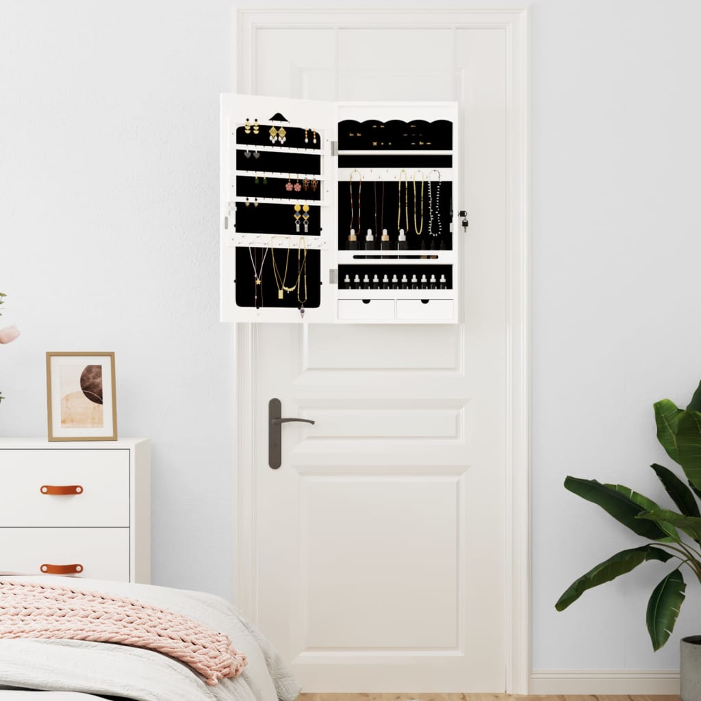 Vidaxx armoire à bijoux avec miroir mural 37,5x10x67 cm blanc