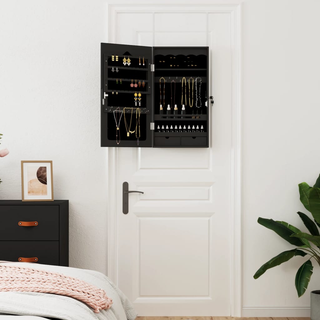 Vidaxx armoire à bijoux avec miroir mural 37,5x10x67 cm noir