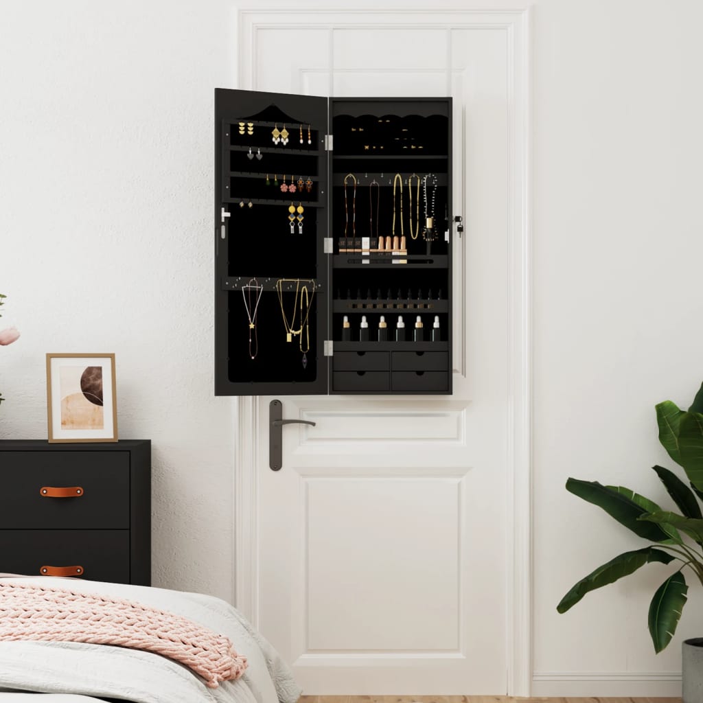 Vidaxx armoire à bijoux avec miroir mural 37,5x10x90 cm noir