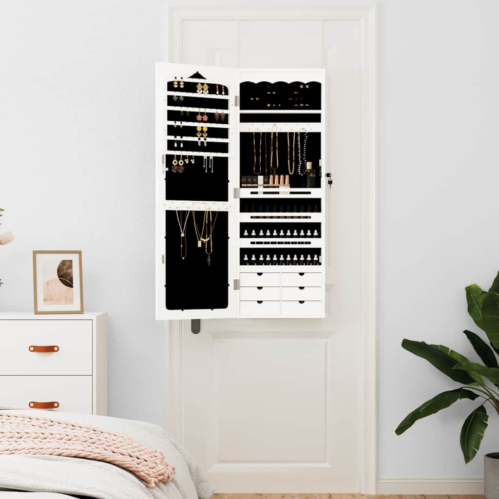 Vidaxx armoire à bijoux avec miroir mural 37,5x10x106 cm blanc