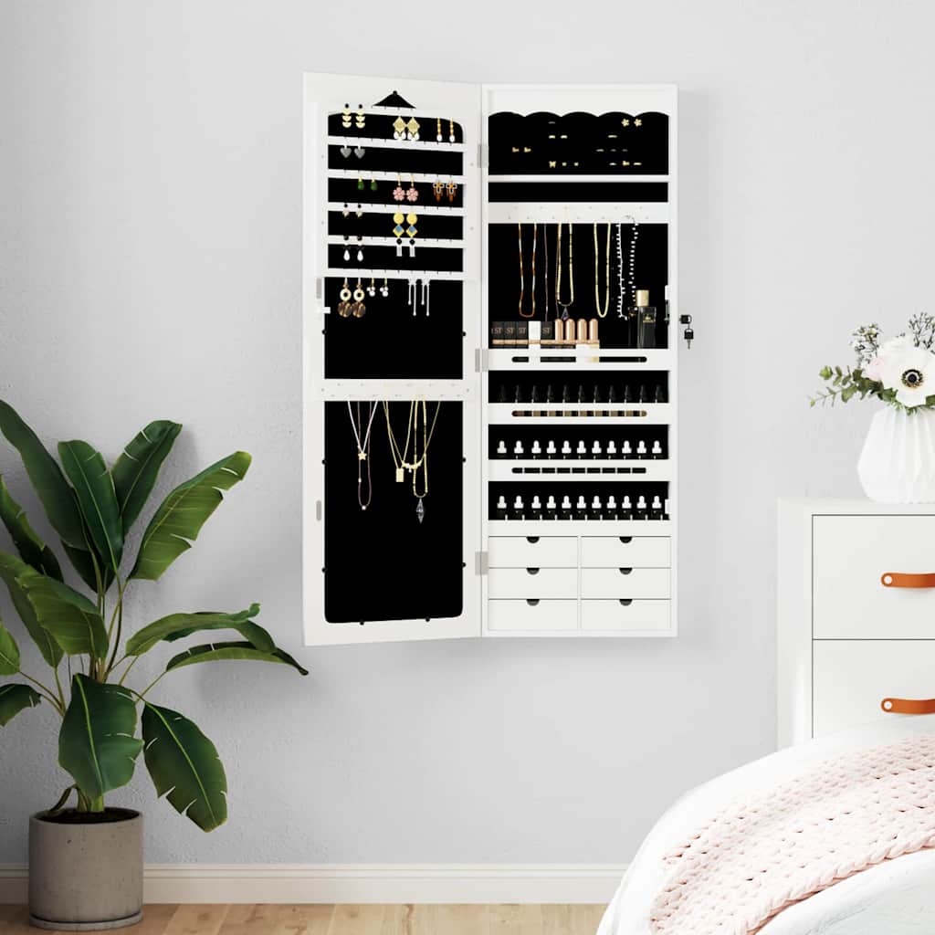 Vidaxx armoire à bijoux avec miroir mural 37,5x10x106 cm blanc