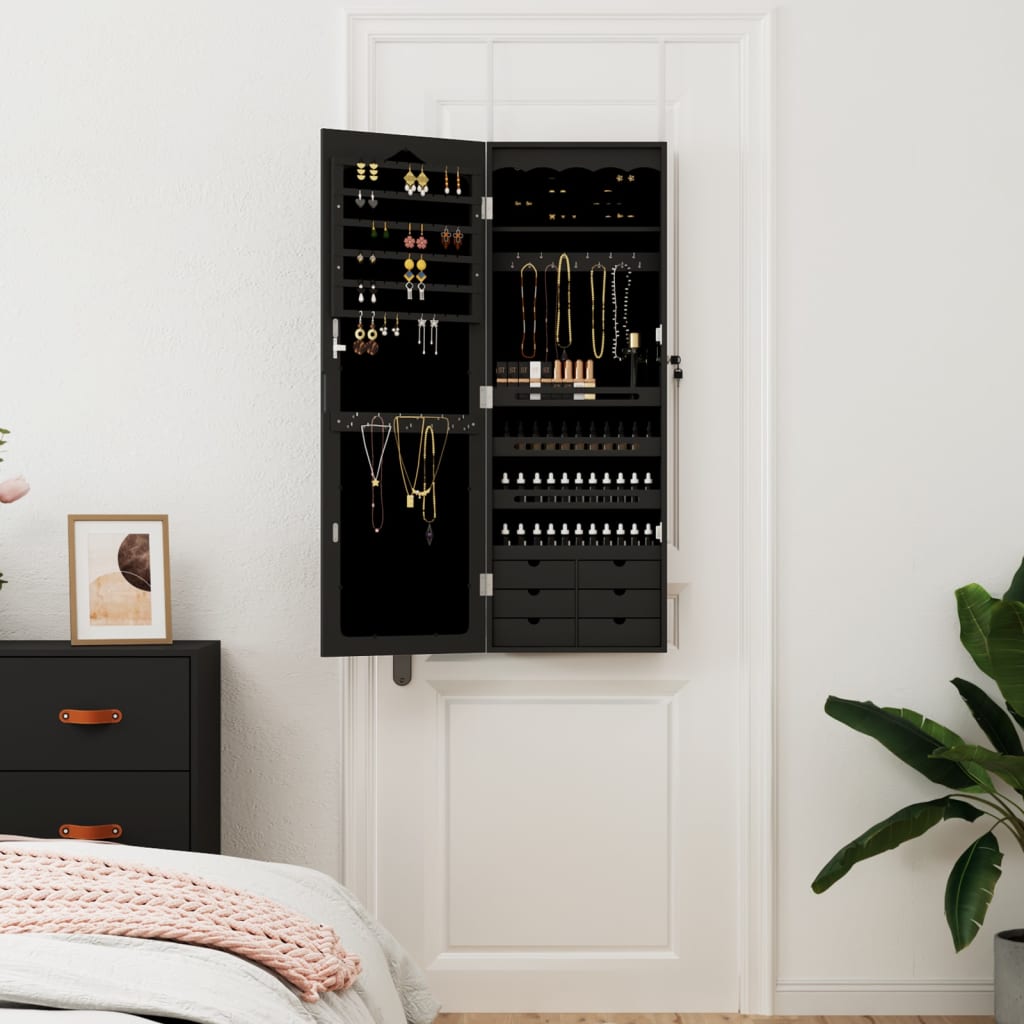 Vidaxx armoire à bijoux avec miroir mural 37,5x10x106 cm noir