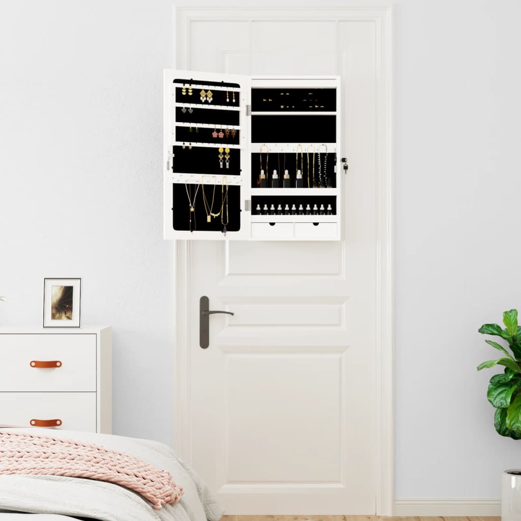 Vidaxx armoire à bijoux avec miroir et LED mural blanc