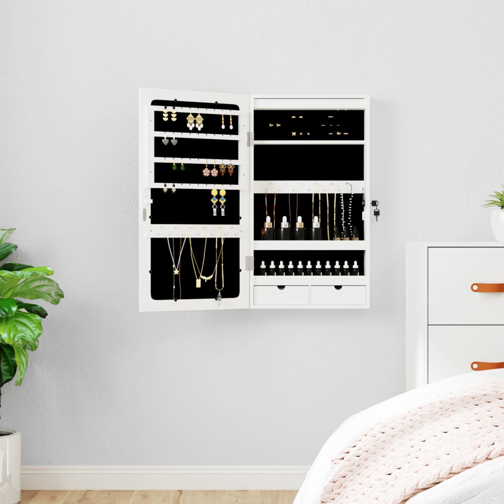 Vidaxx armoire à bijoux avec miroir et LED mural blanc