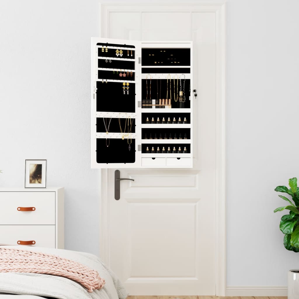 Vidaxx armoire à bijoux avec miroir et LED mural blanc