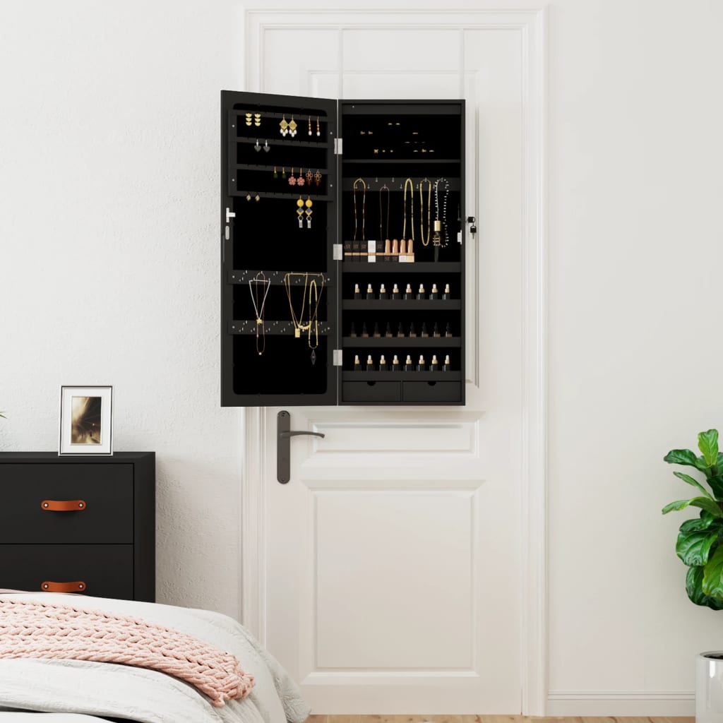 Vidaxx armoire à bijoux avec miroir et LED mural noir