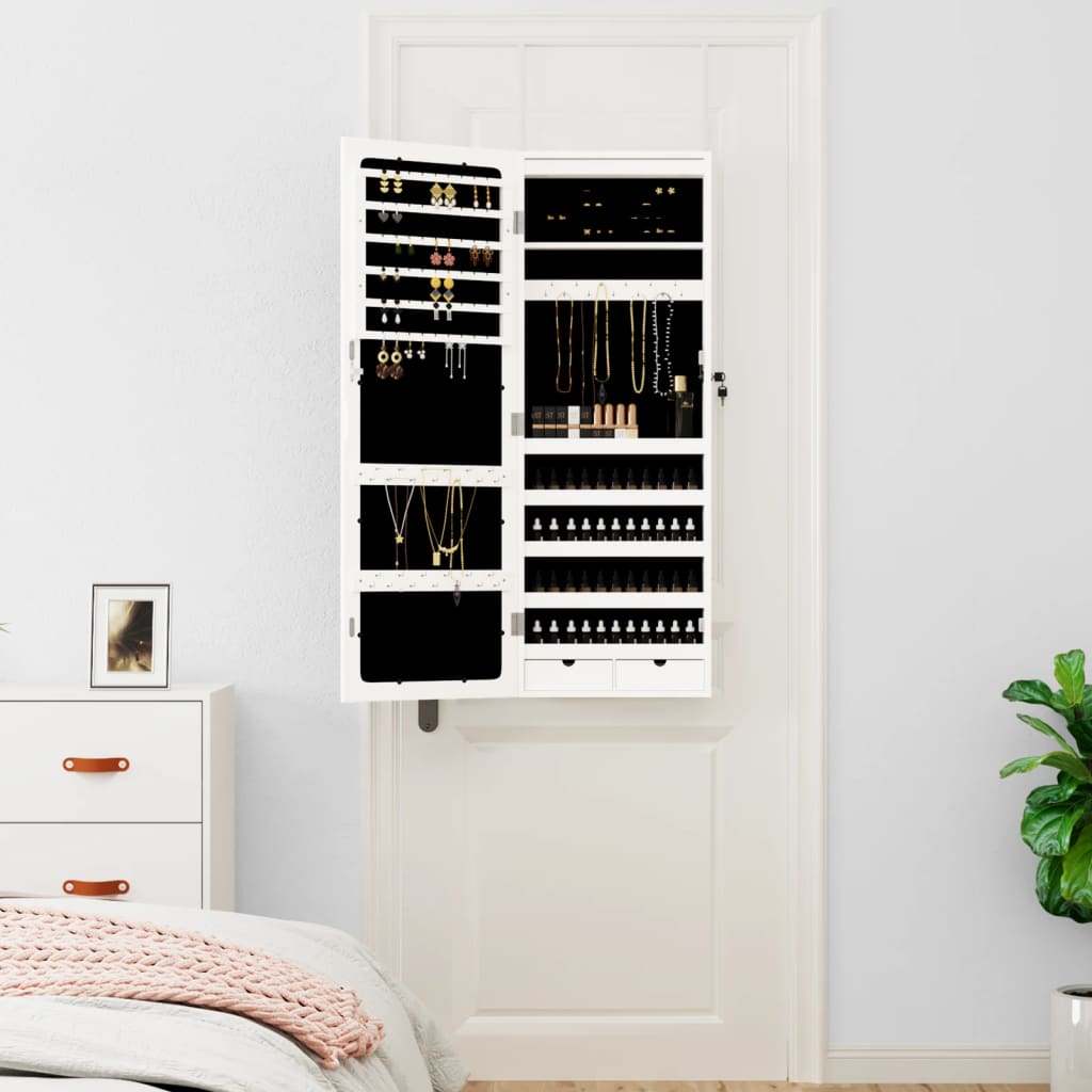 Vidaxx armoire à bijoux avec miroir et LED mural blanc
