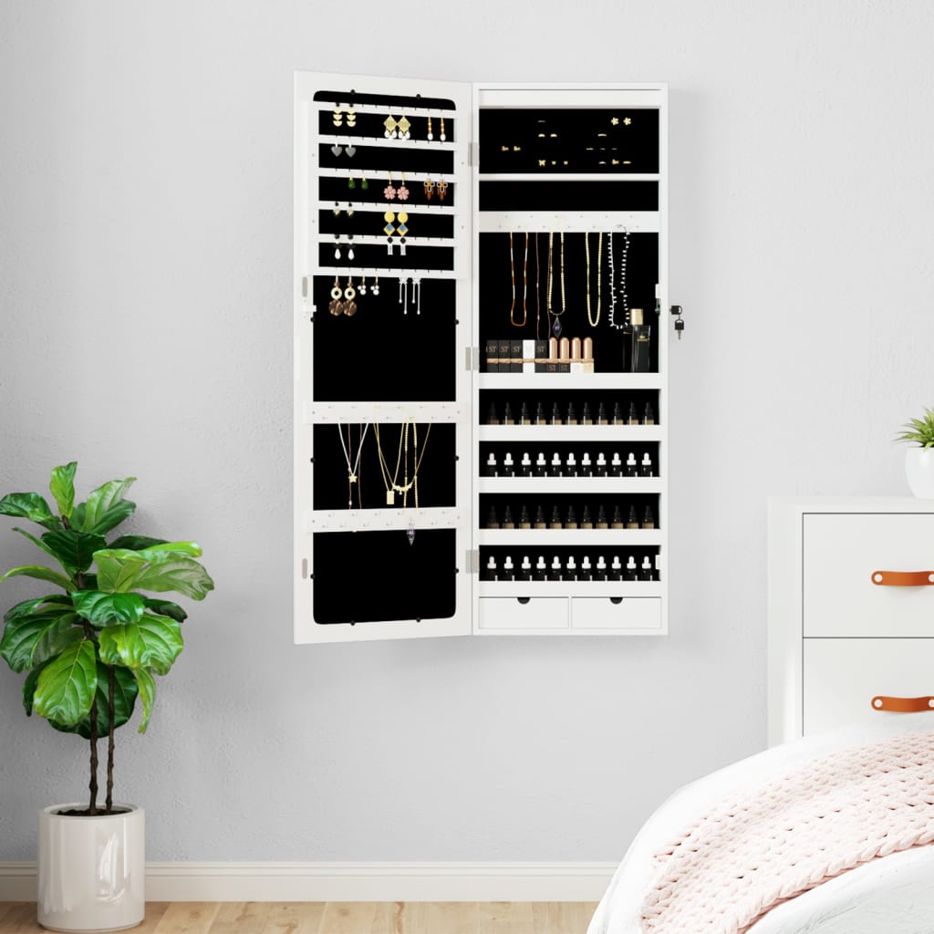 Vidaxx armoire à bijoux avec miroir et LED mural blanc