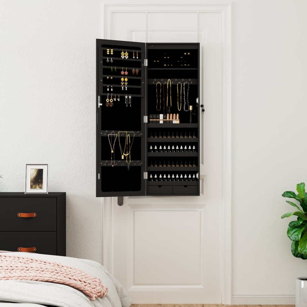 Vidaxx armoire à bijoux avec miroir et LED mural noir