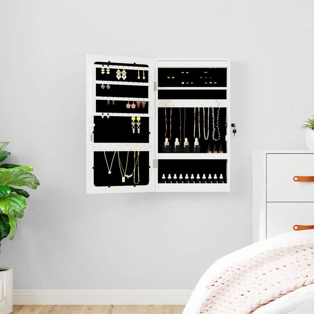 Vidaxx armoire à bijoux avec miroir et LED mural blanc