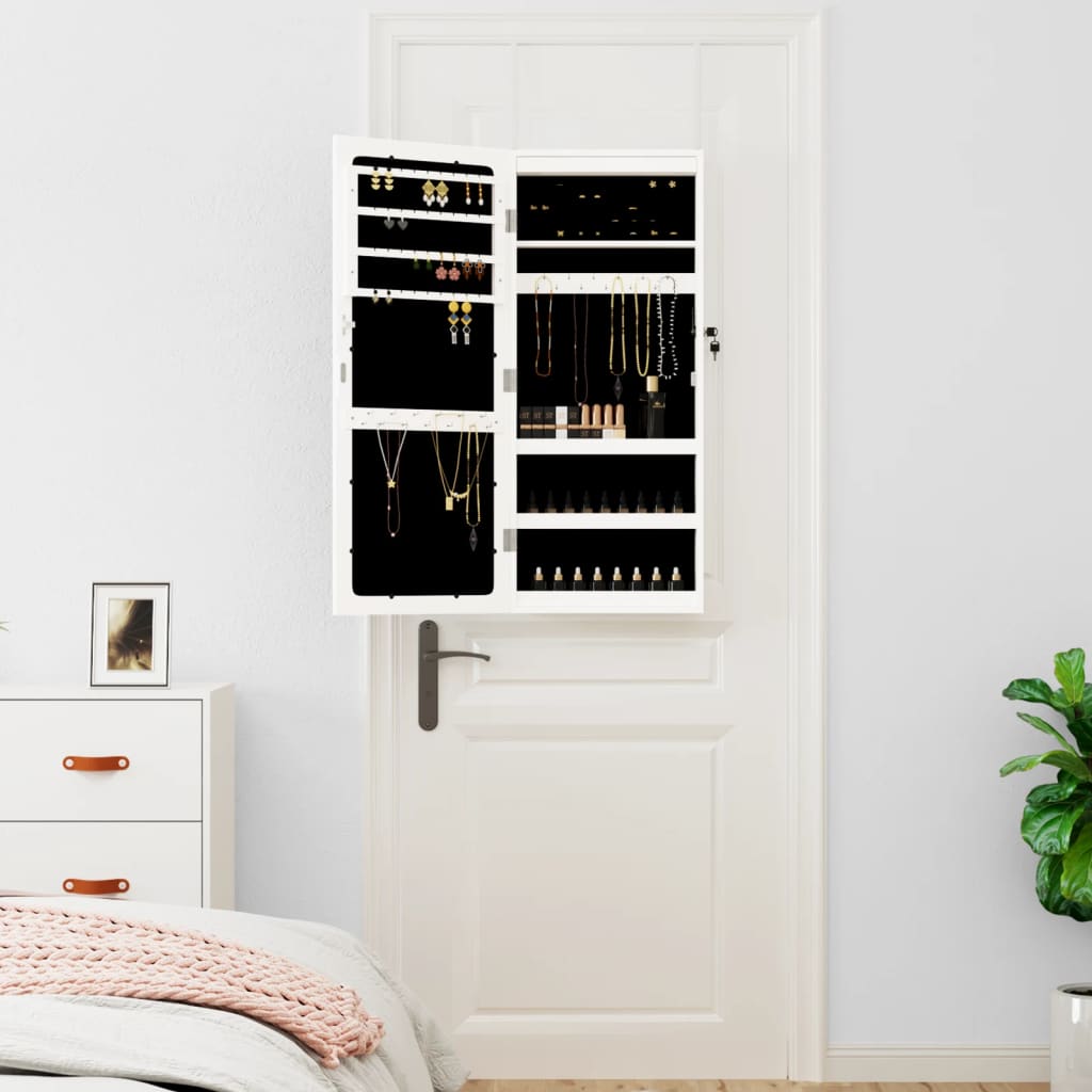 Vidaxx armoire à bijoux avec miroir et LED mural blanc
