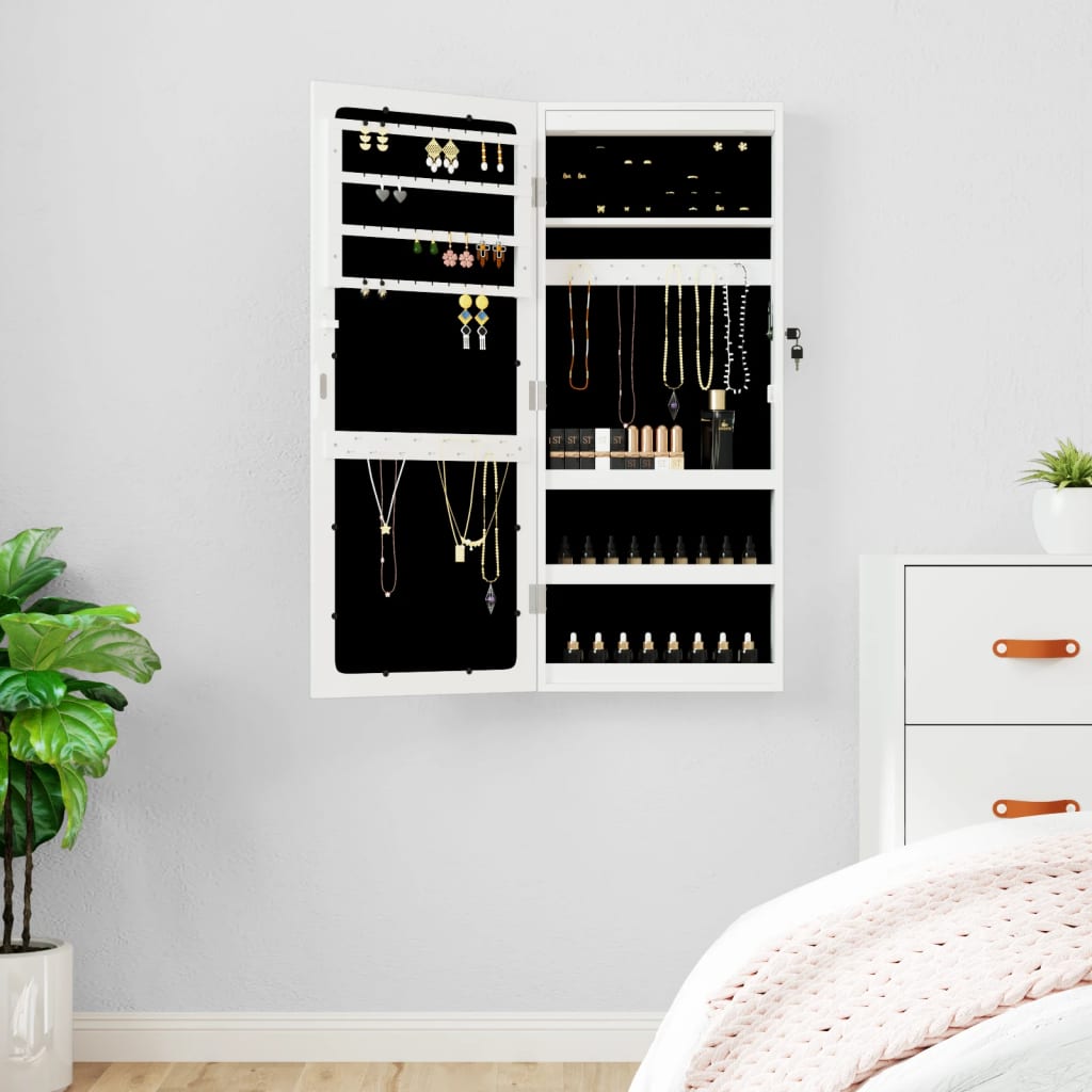 Vidaxx armoire à bijoux avec miroir et LED mural blanc