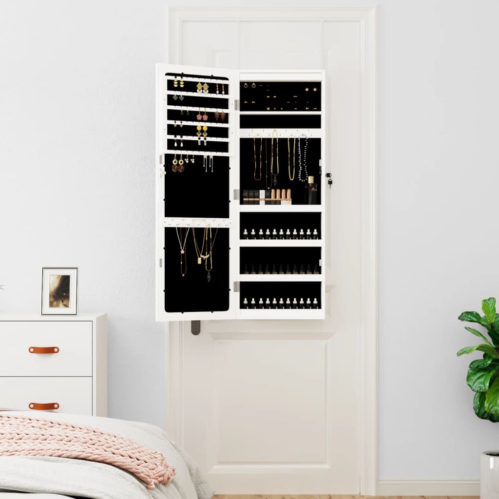 Vidaxx armoire à bijoux avec miroir et LED mural blanc