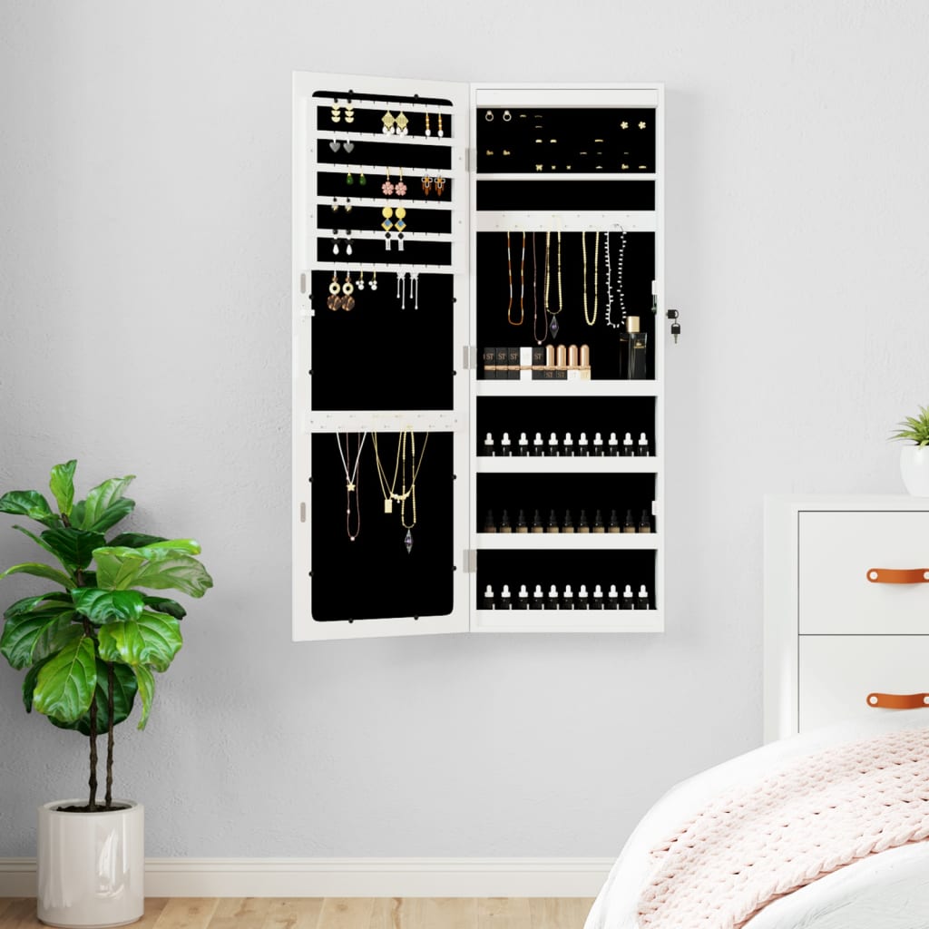 Vidaxx armoire à bijoux avec miroir et LED mural blanc