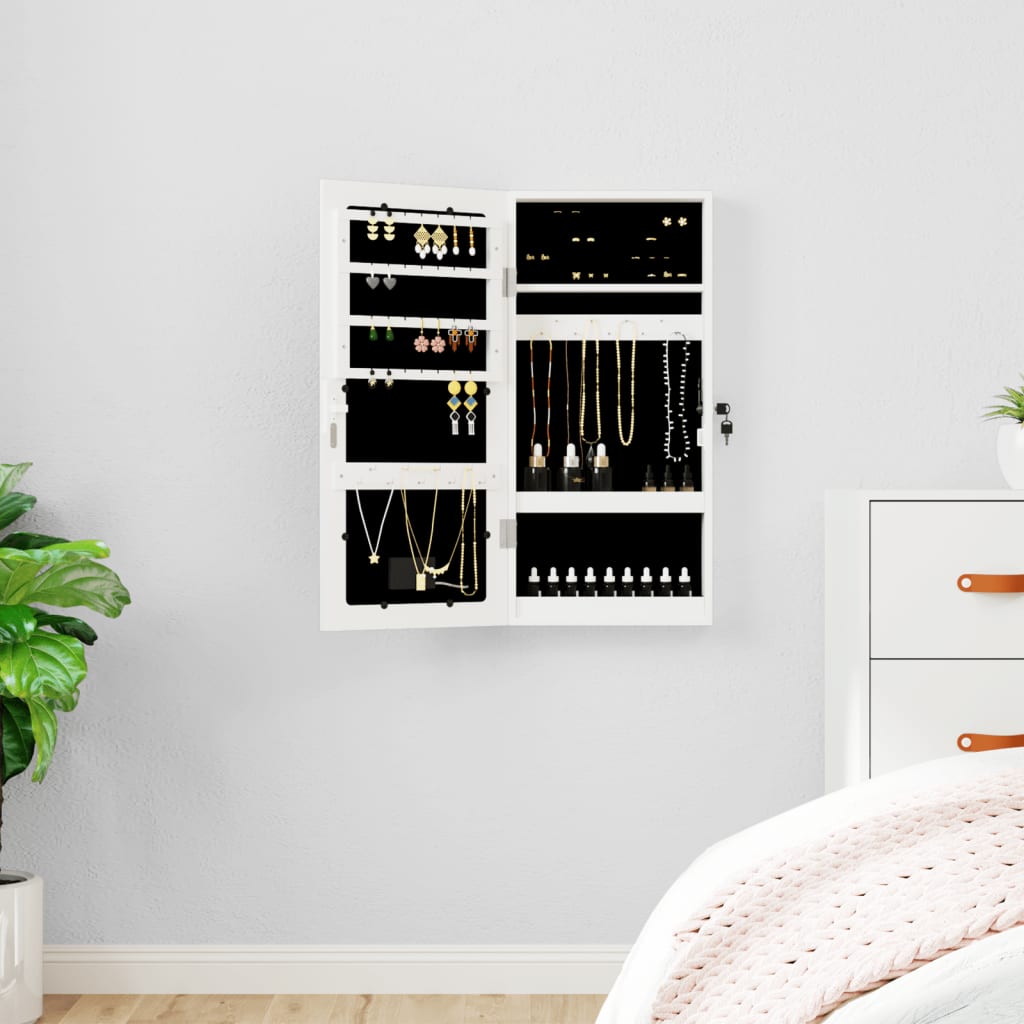 Vidaxx armoire à bijoux avec miroir et LED mural blanc