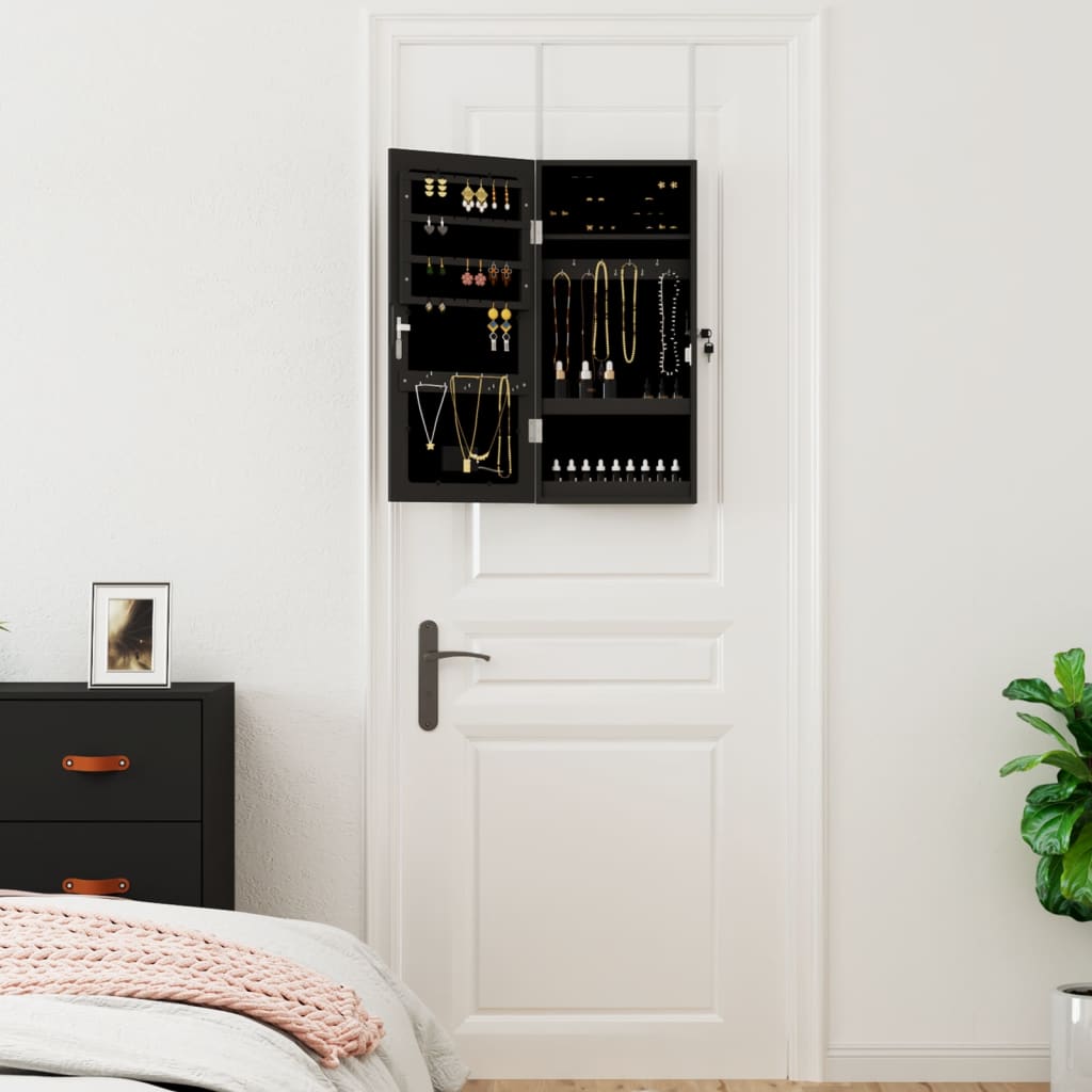 Vidaxx armoire à bijoux avec miroir et LED mural noir