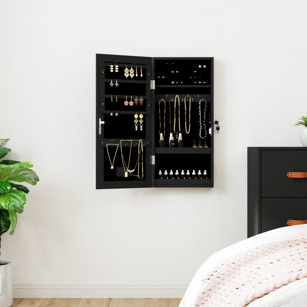 Vidaxx armoire à bijoux avec miroir et LED mural noir