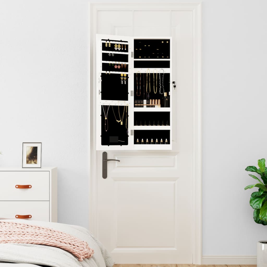 Vidaxx armoire à bijoux avec miroir et LED mural blanc