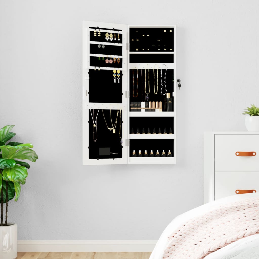 Vidaxx armoire à bijoux avec miroir et LED mural blanc