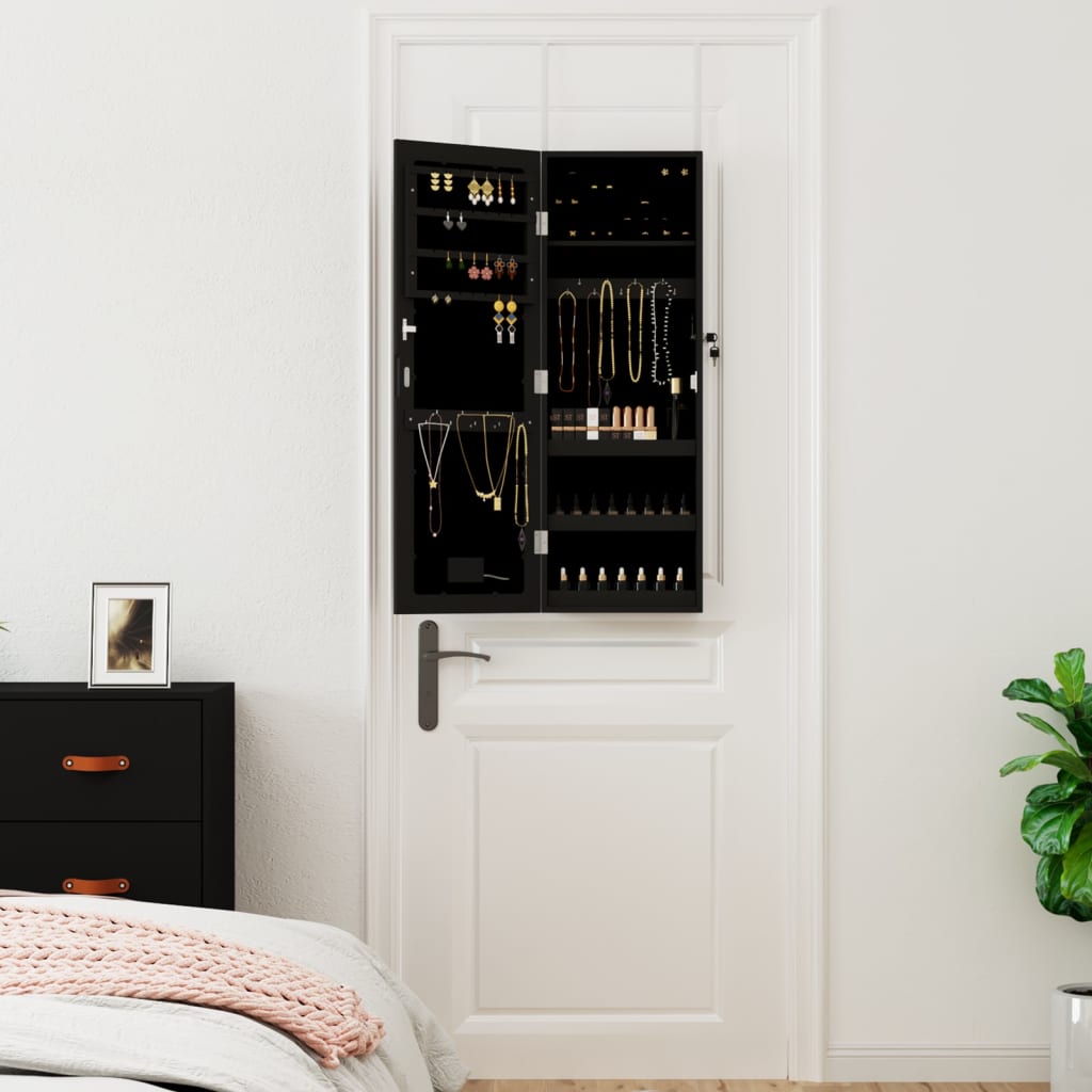 Vidaxx armoire à bijoux avec miroir et LED mural noir