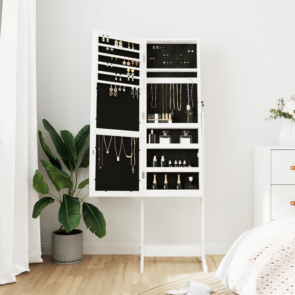 Vidaxx armoire à bijoux avec miroir autoportant 42x38x152 cm blanc