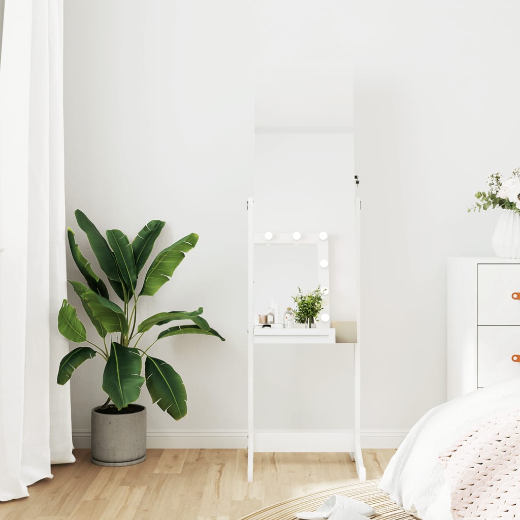 Vidaxx armoire à bijoux avec miroir autoportant 42x38x152 cm blanc