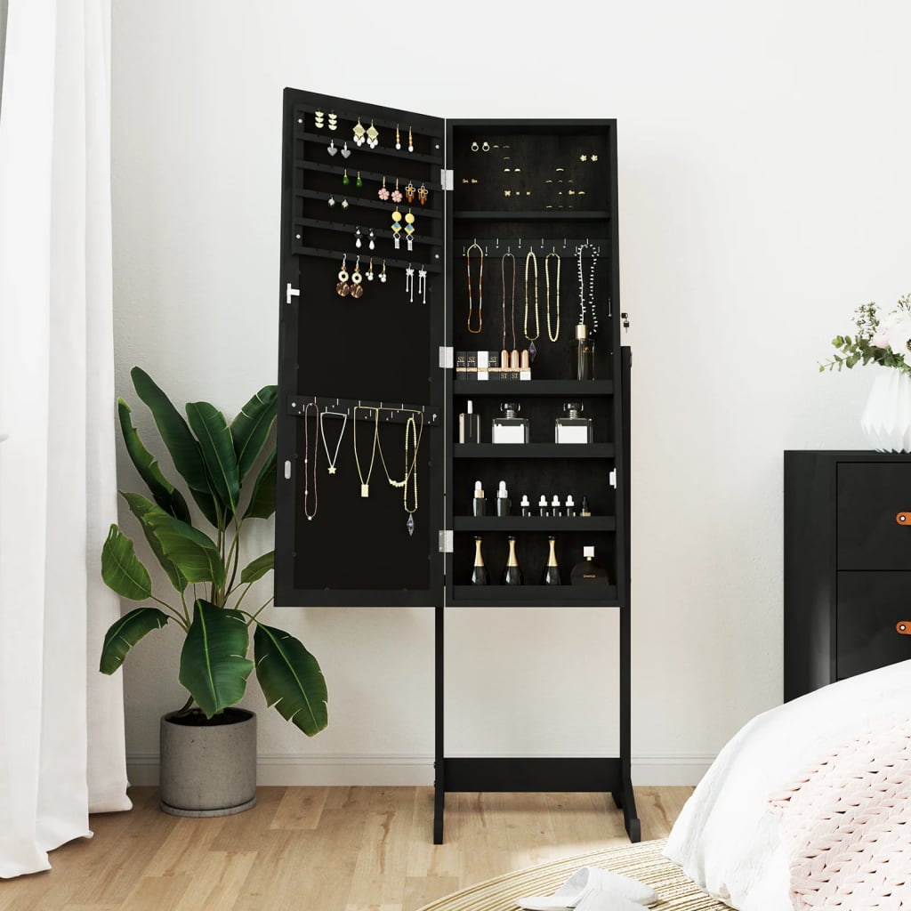 Vidaxx armoire à bijoux avec miroir autoportant 42x38x152 cm noir