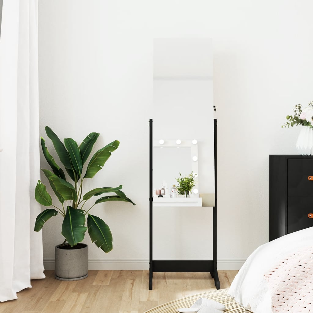 Vidaxx armoire à bijoux avec miroir autoportant 42x38x152 cm noir