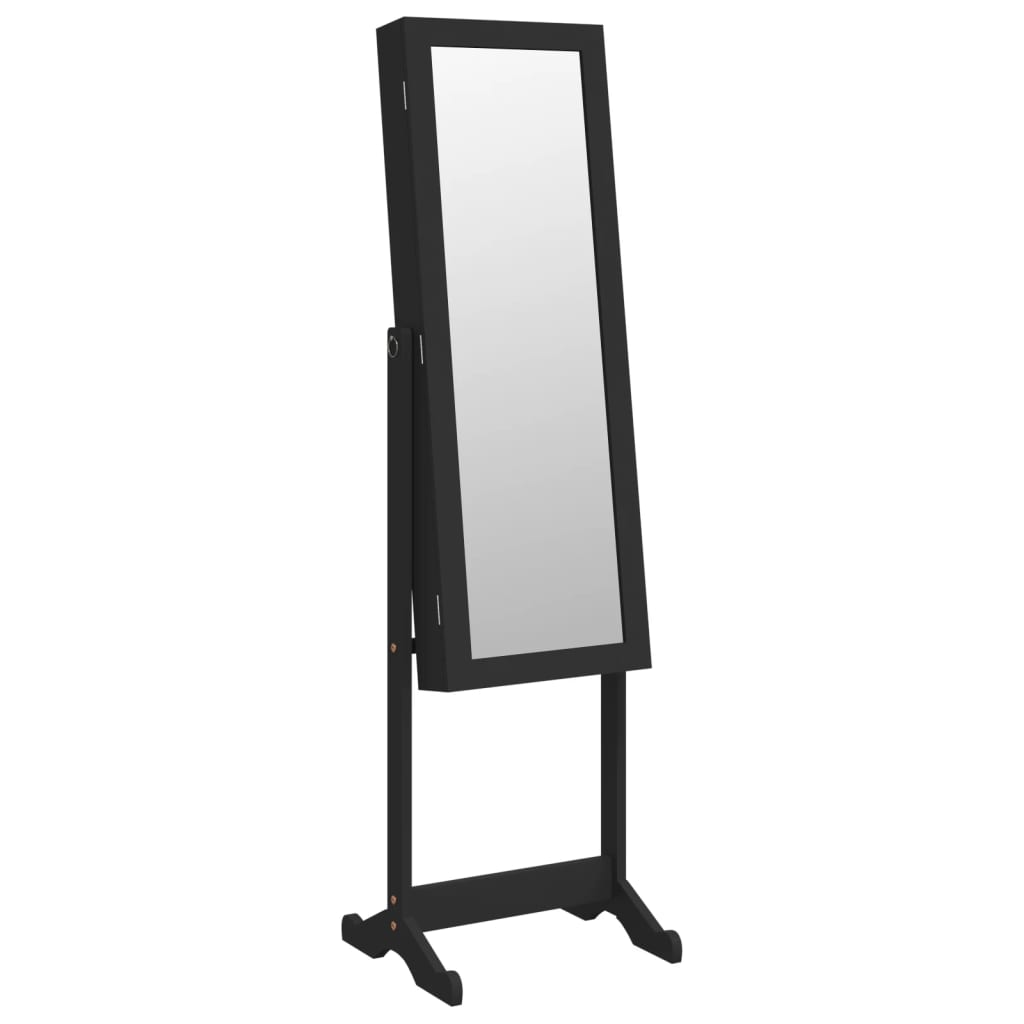 VidaXL armoire à bijoux avec miroir et éclairage LED sur pied noir
