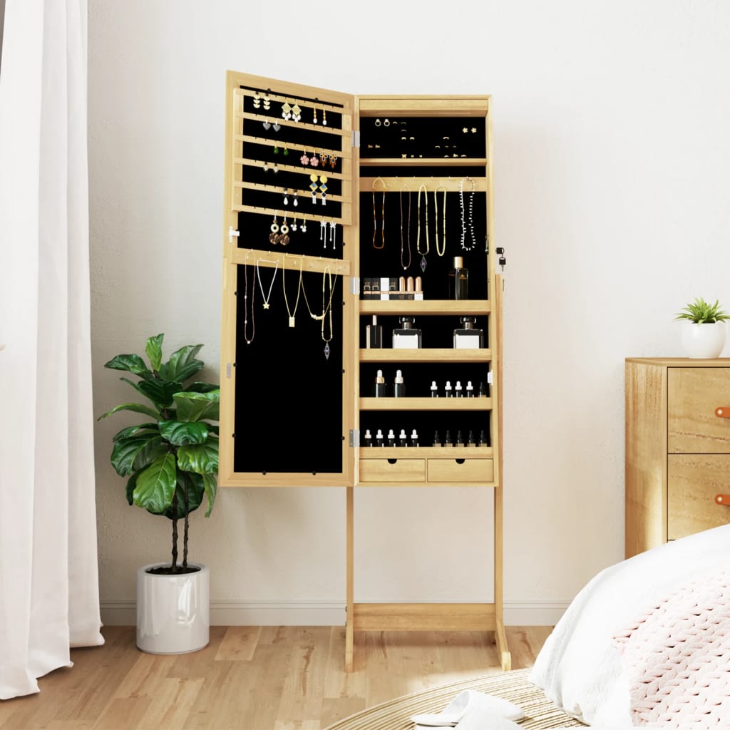 Armoire à bijoux autoportante Vidaxx avec miroir et éclairage LED