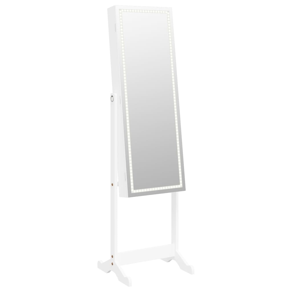 VidaXL armoire à bijoux avec miroir avec éclairage LED, autoportante blanc