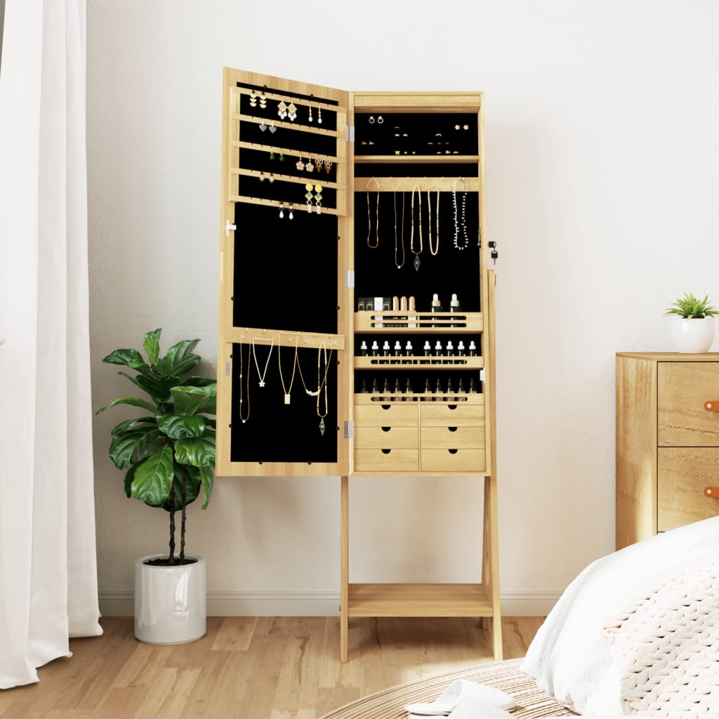 Armoire à bijoux autoportante Vidaxx avec miroir et éclairage LED