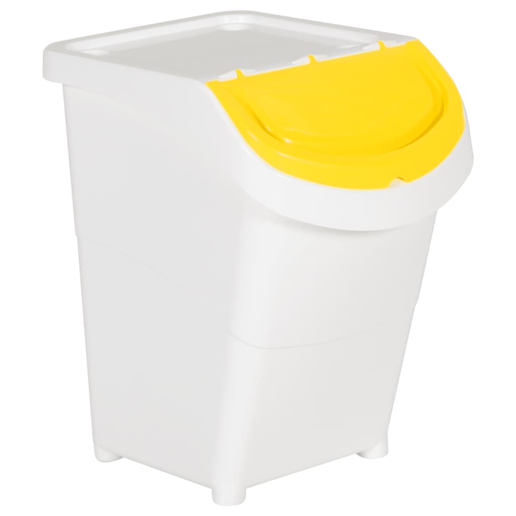 VidaXL Poubelles avec couvercles empilables 3 pcs PP 120 L blanc