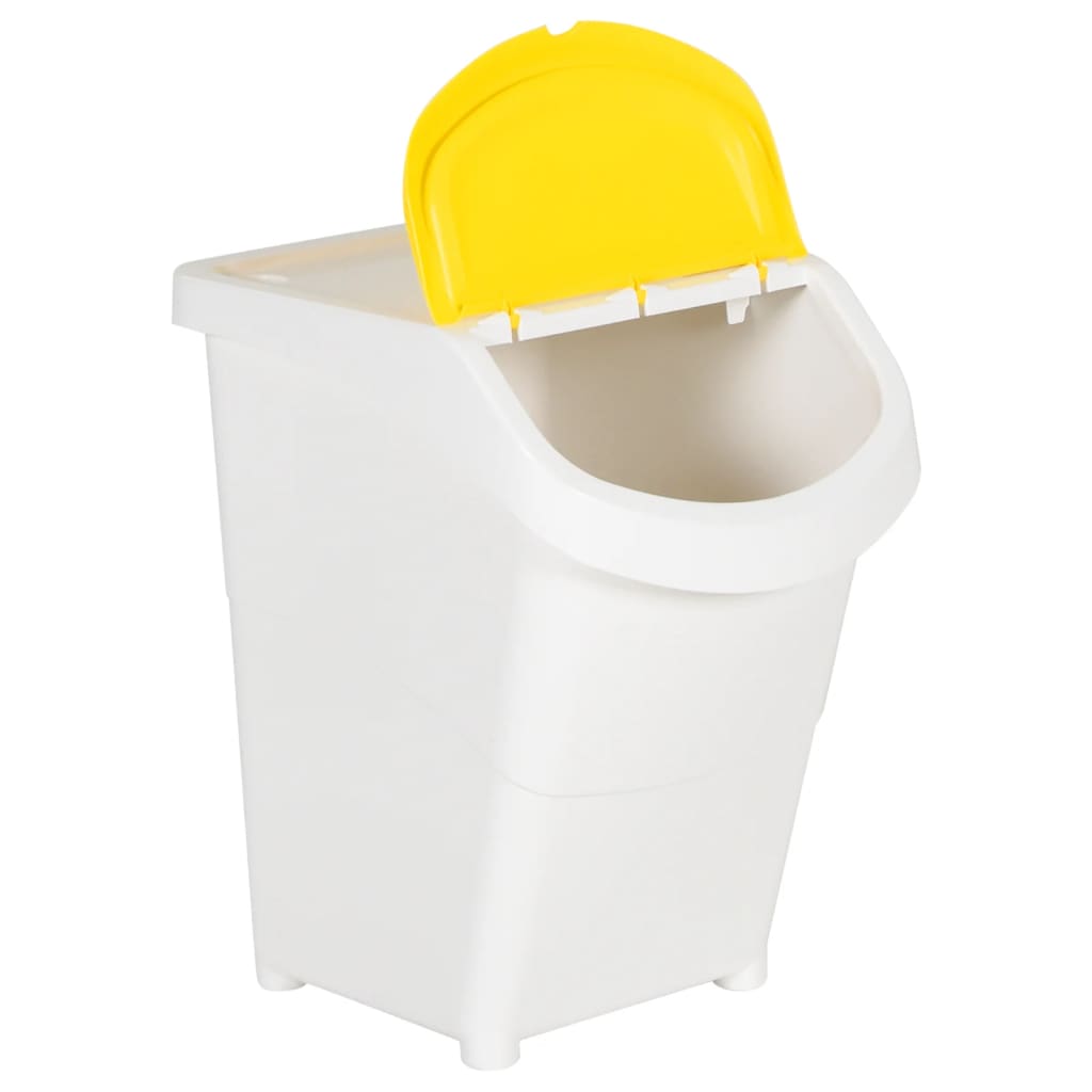 VidaXL Poubelles avec couvercles empilables 3 pcs PP 120 L blanc