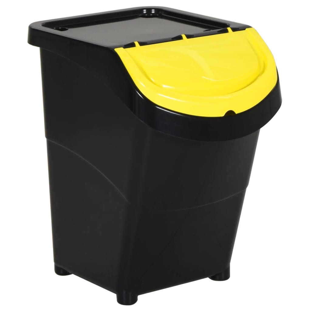 VidaXL Poubelles avec couvercles empilables 3 pcs PP 120 L noir