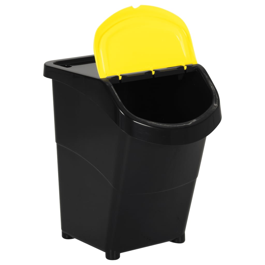 VidaXL Poubelles avec couvercles empilables 3 pcs PP 120 L noir
