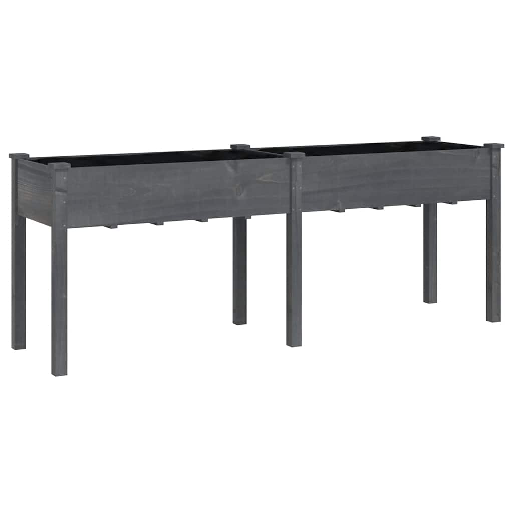 Vidaxx jardinière avec doublure 203x53x76 cm bois de pin massif gris