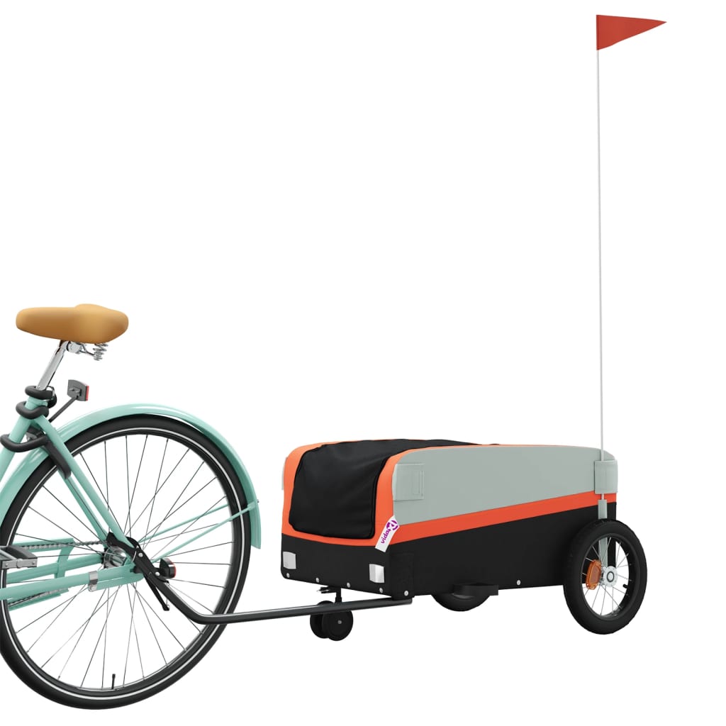 VidaXL remorque à vélo 30 kg fer noir et orange