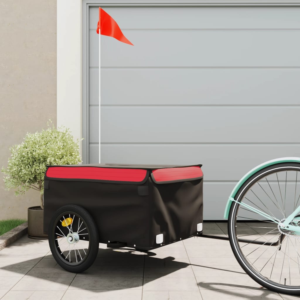 Vidaxxl remorque à vélo 45 kg fer noir et rouge