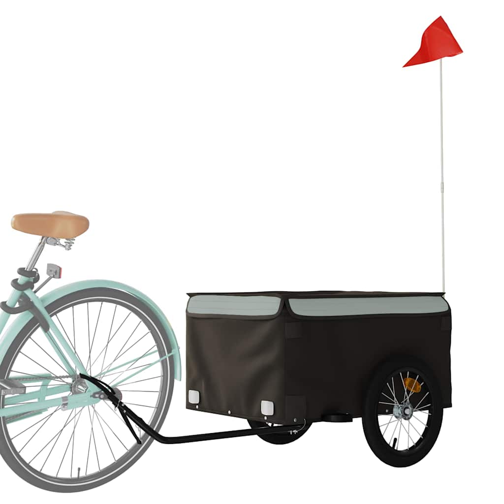 Vidaxxl remorque à vélo 45 kg fer noir et gris